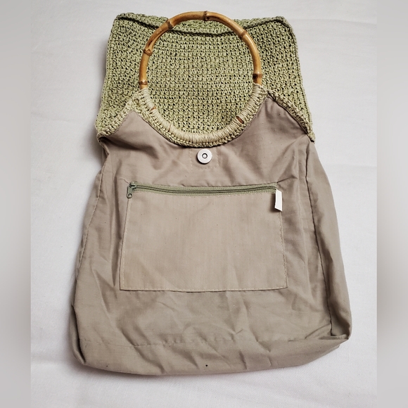 Vintage Fun Summer Straw Handbag With Bamboo Handles Floral Embroidered Boho - Picture 6 of 13